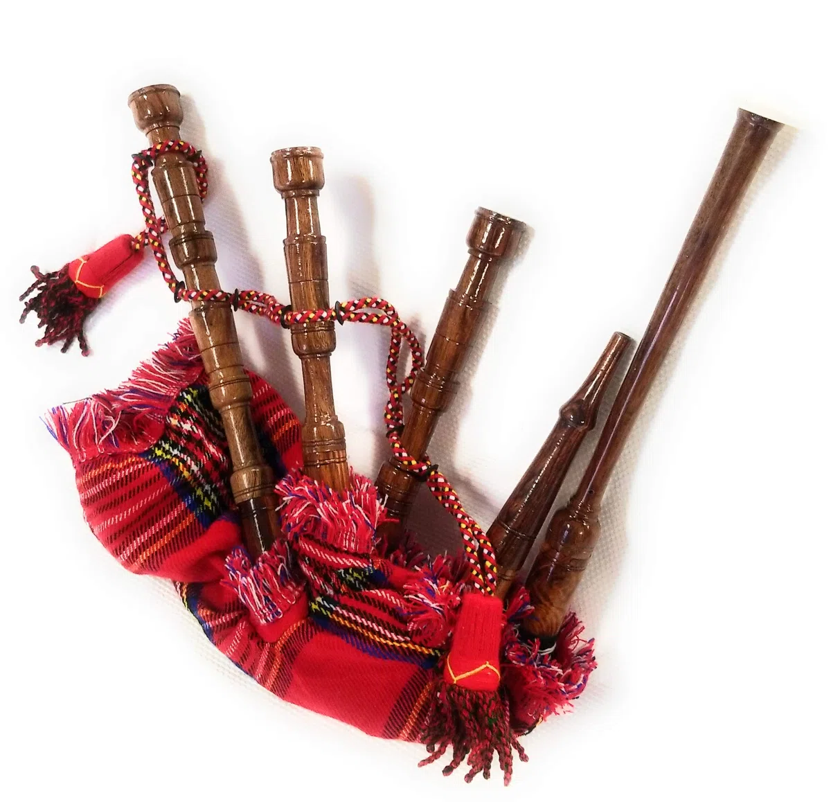 Mini gaita de palisandro irlandés Royal Stewart cubierta y cable de iniciación jugable para principiantes bebés niños junior juguete perfecto regalo set viene con 2 cañas gratis
