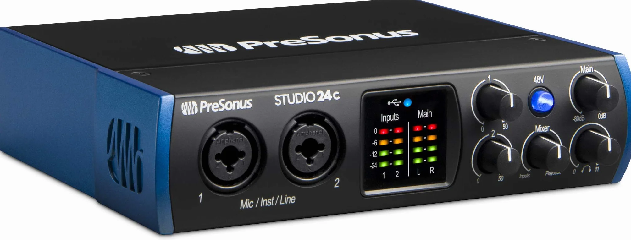 PreSonus Studio 24c, Interfaz de Audio USB-C, Para Grabación, Difusión, Podcasting con Paquete de Software incluido Studio One Artist, Ableton Live Lite DAW
