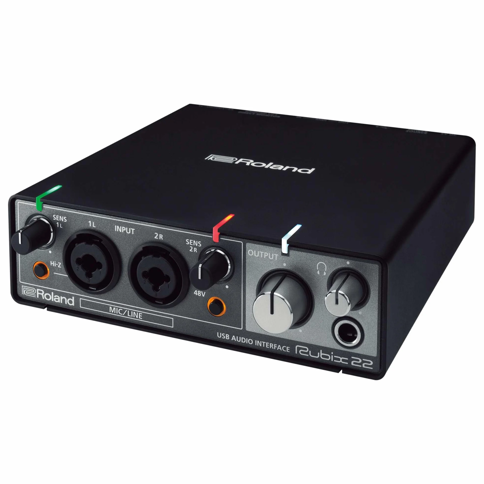 Roland Rubix22 Interfaz de audio USB de dos entradas y dos salidas | Audio en alta resolución | Graba con micros, guitarras, teclas y más | Compacto y resistente | Compatible con Mac, PC y iPad