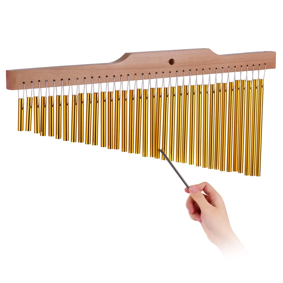 Chimes Windspiele Bar Glockenspiele 36 Notas Aleación de Aluminio Bar Glockenspiel Holzlinglingo(Gold)