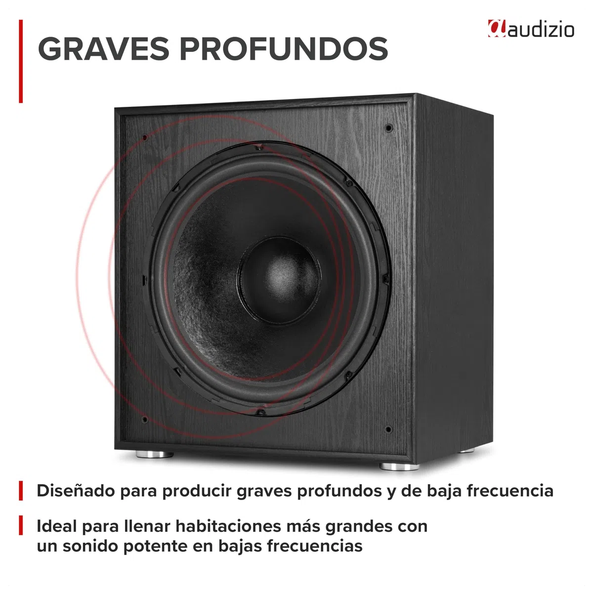 Audizio SHFS15B – Subwoofer Activo de 15 Pulgadas para Home Cinema con Amplificador Clase D, 500W, Graves Profundos, Crossover Ajustable, Bass Reflex conexión RCA y bornas, Color Negro
